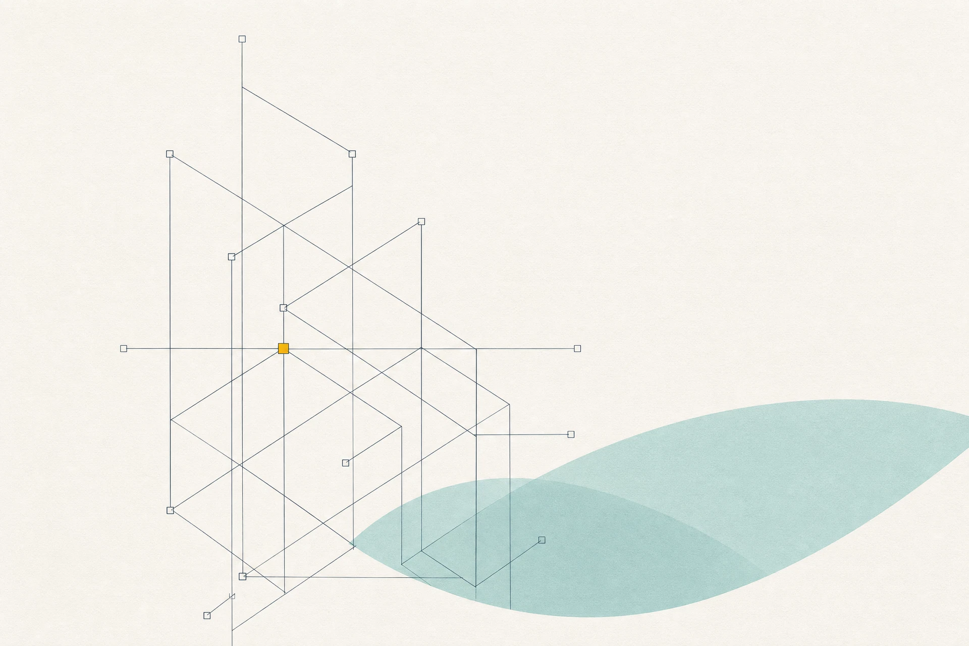 Abstract diagram of intersecting system architecture lines